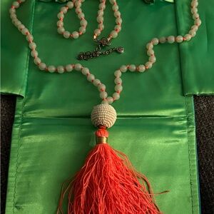 Long Coral Tassel Necklace